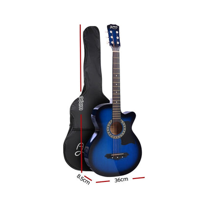 Alpha Audio & Video > Musical Instrument & Accessories > Guitars Alpha 38 Inch Acoustic Guitar Wooden Body Steel String Full Size Cutaway Blue