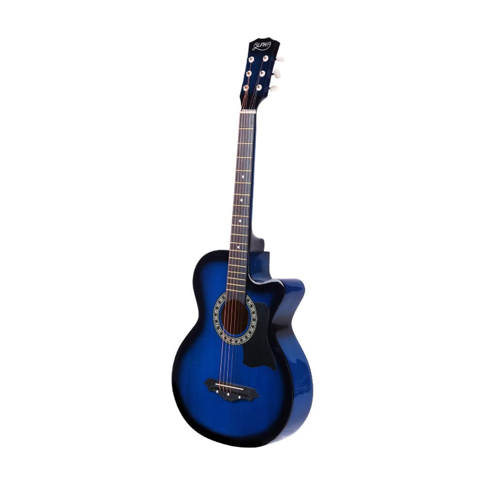 Alpha Audio & Video > Musical Instrument & Accessories > Guitars Alpha 38 Inch Acoustic Guitar Wooden Body Steel String Full Size Cutaway Blue