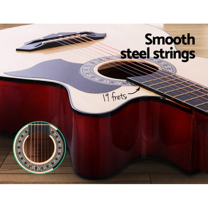 Alpha Audio & Video > Musical Instrument & Accessories > Guitars Alpha 38 Inch Acoustic Guitar Wooden Body Steel String Full Size Cutaway Wood