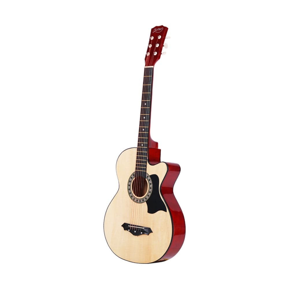 Alpha Audio & Video > Musical Instrument & Accessories > Guitars Alpha 38 Inch Acoustic Guitar Wooden Body Steel String Full Size Cutaway Wood