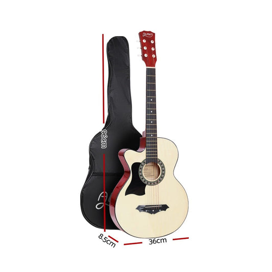 Alpha Audio & Video > Musical Instrument & Accessories > Guitars Alpha 38 Inch Acoustic Guitar Wooden Body Steel String Full Size Left Handed
