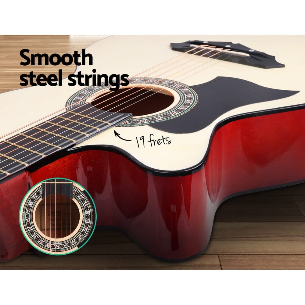 Alpha Audio & Video > Musical Instrument & Accessories > Guitars Alpha 38 Inch Acoustic Guitar Wooden Body Steel String Full Size Left Handed