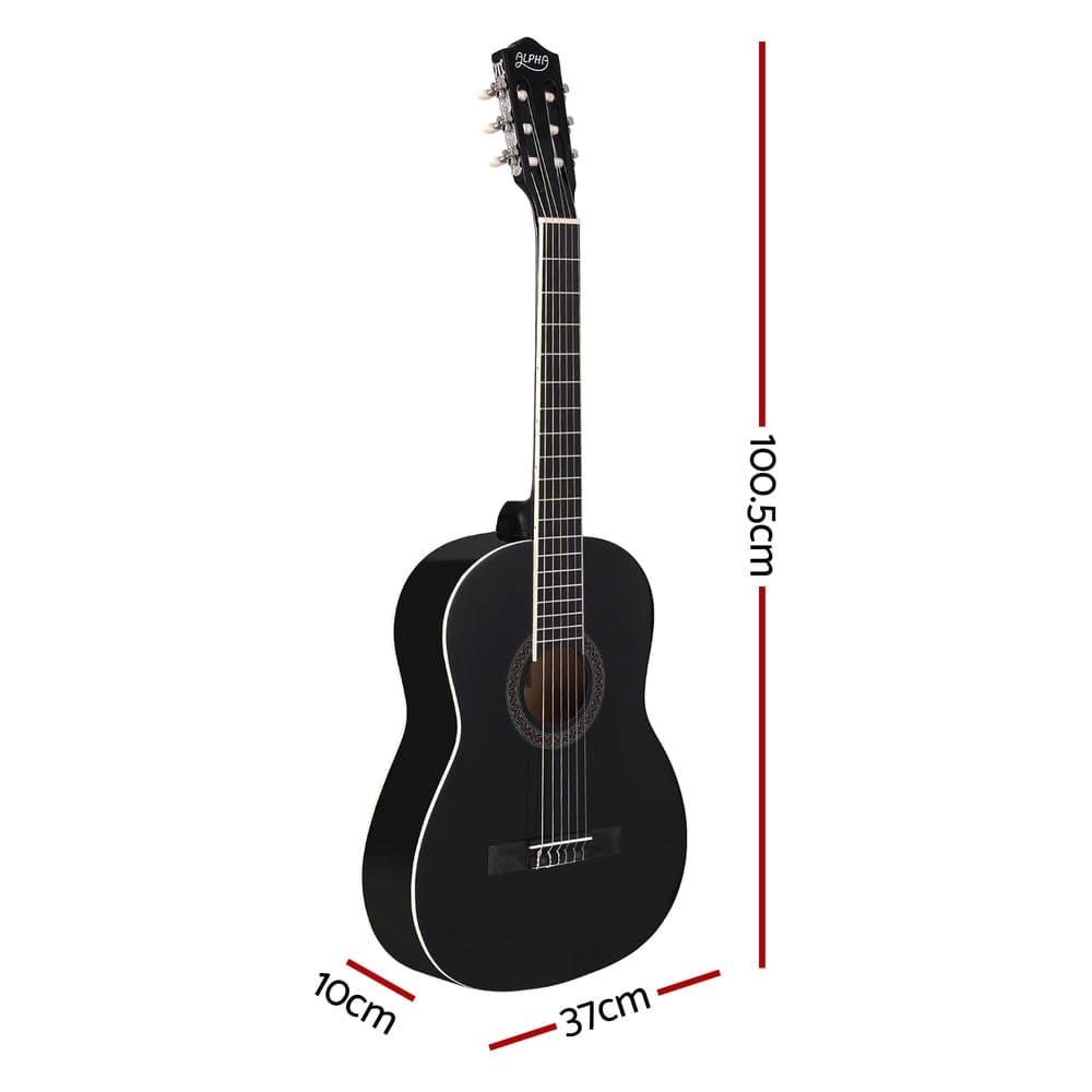 Alpha Audio & Video > Musical Instrument & Accessories > Guitars Alpha 39 Inch Classical Guitar Wooden Body Nylon String Beginner Gift Black