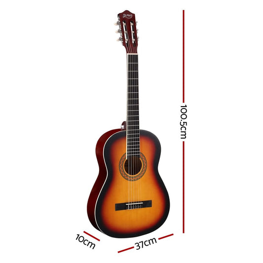 Alpha Audio & Video > Musical Instrument & Accessories > Guitars Alpha 39 Inch Classical Guitar Wooden Body Nylon String Beginner Gift Sunburst