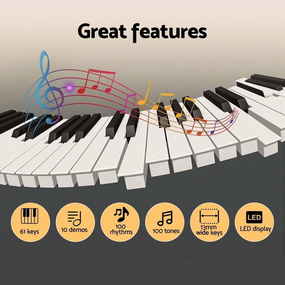 Alpha Audio & Video > Musical Instrument & Accessories > Musical Keyboards Alpha 61-Key Digital Piano Keyboard Electric Kids Gift Black