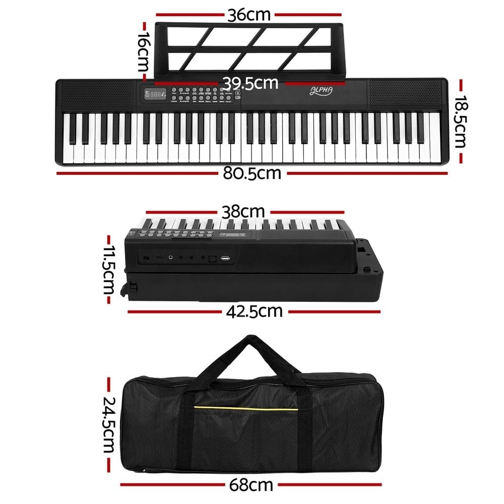 Alpha Audio & Video > Musical Instrument & Accessories > Musical Keyboards Alpha 61 Keys Foldable Electronic Piano Keyboard Digital Electric w/ Carry Bag