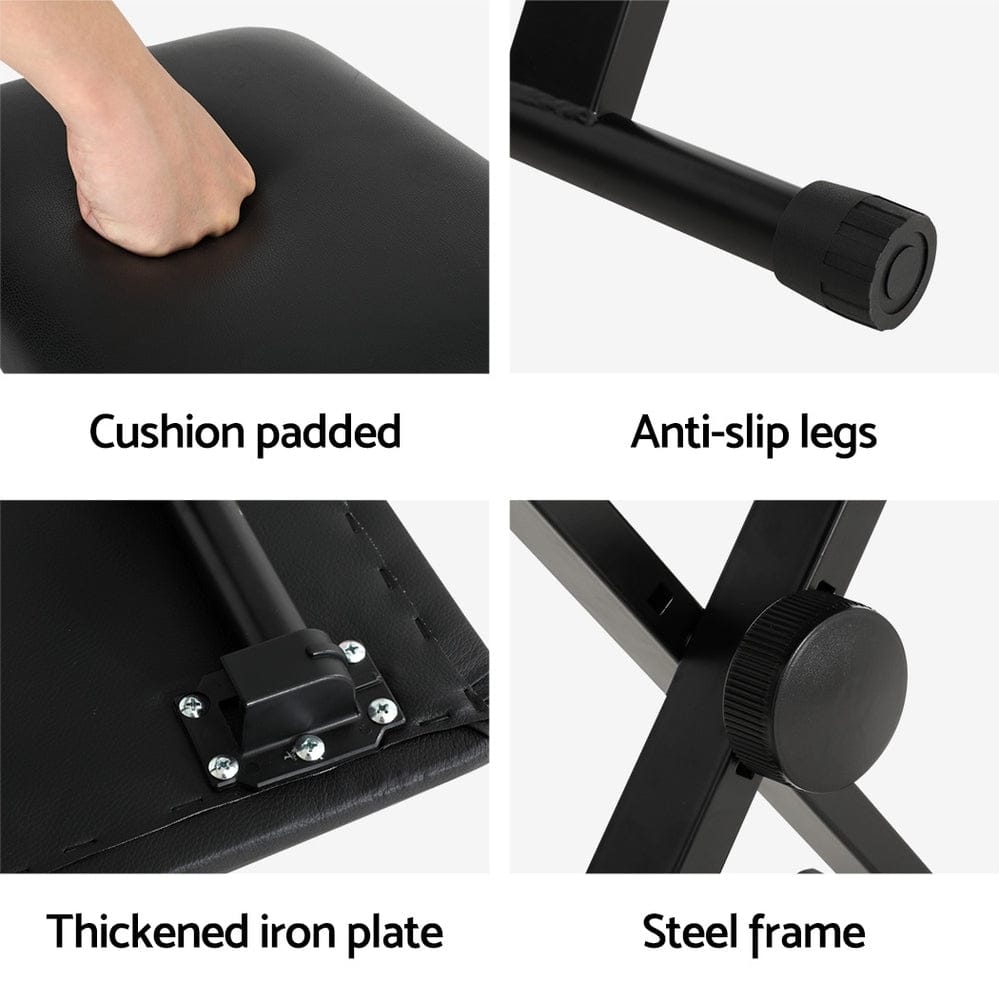 Alpha Furniture > Bar Stools & Chairs > Table & Bar Stools Alpha Piano Stool Adjustable Height Keyboard Seat Portable Bench Chair Black