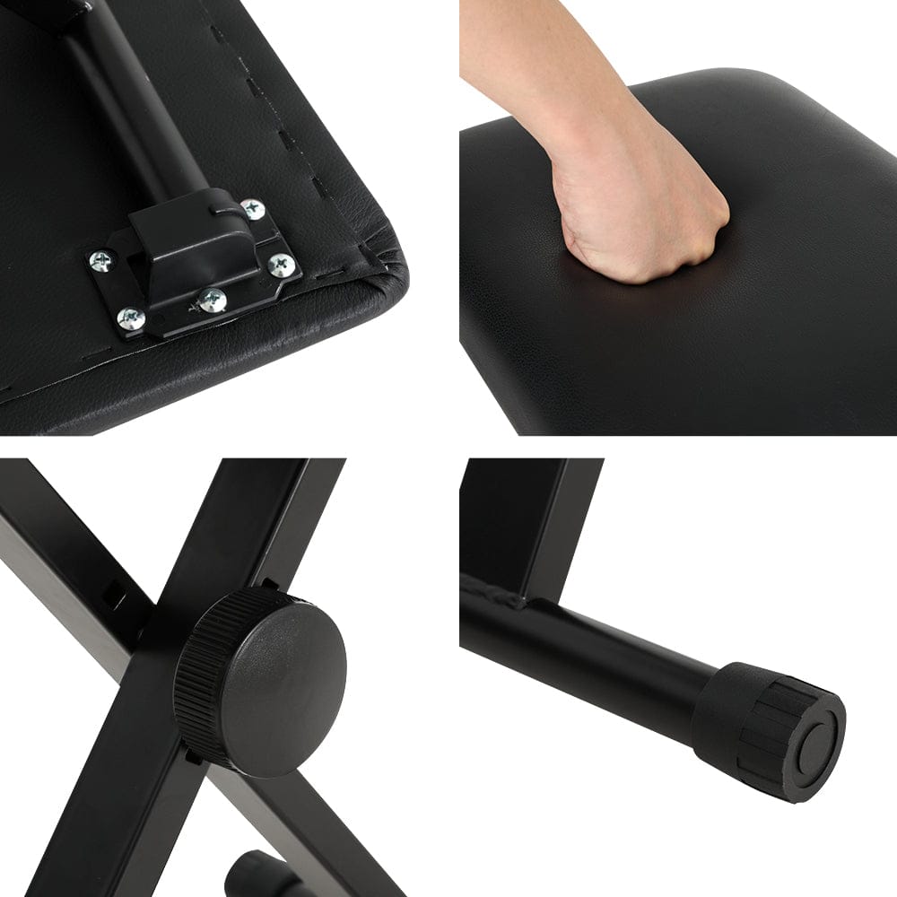 Alpha Furniture > Bar Stools & Chairs > Table & Bar Stools Alpha Piano Stool Adjustable Height Keyboard Seat Portable Bench Chair Black
