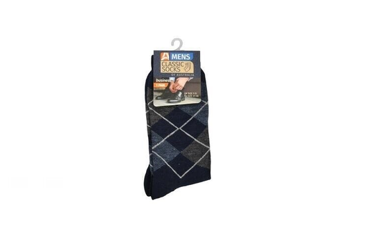 Apparel Blue 1 Pair Premium Black Men's Classic Business Pattern Dress work Socks 7-11