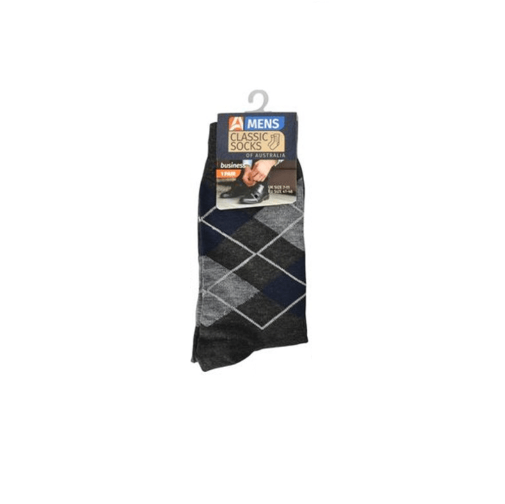 Apparel Grey 1 Pair Premium Black Men's Classic Business Pattern Dress work Socks 7-11