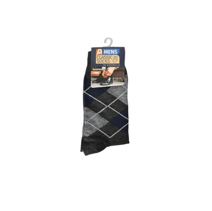 Apparel Grey 1 Pair Premium Black Men's Classic Business Pattern Dress work Socks 7-11
