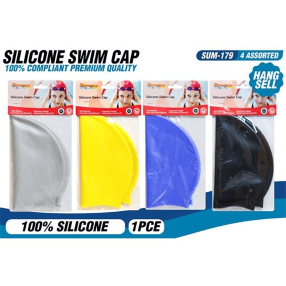 Aquamania 1pc Silicone Swim Cap Swimming 4 Asstorted Colours Adult Male Female Waterproof