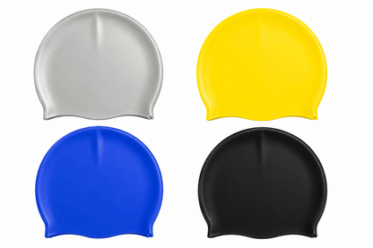 Aquamania Swim Cap 1pc Silicone Swim Cap Swimming 4 Asstorted Colours Adult Male Female Waterproof