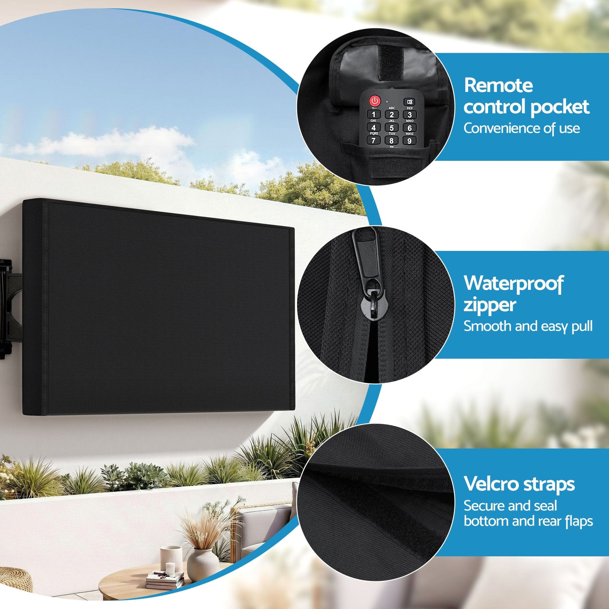 Artiss Appliances > TV > TVs & Accessories Artiss 55-58 Inch TV Cover Waterproof Outdoor Patio Flat Television Protector