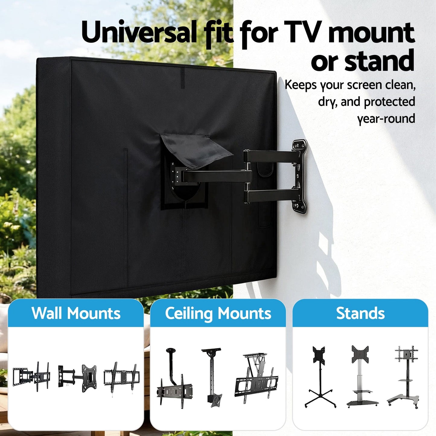 Artiss Appliances > TV > TVs & Accessories Artiss 55-58 Inch TV Cover Waterproof Outdoor Patio Flat Television Protector