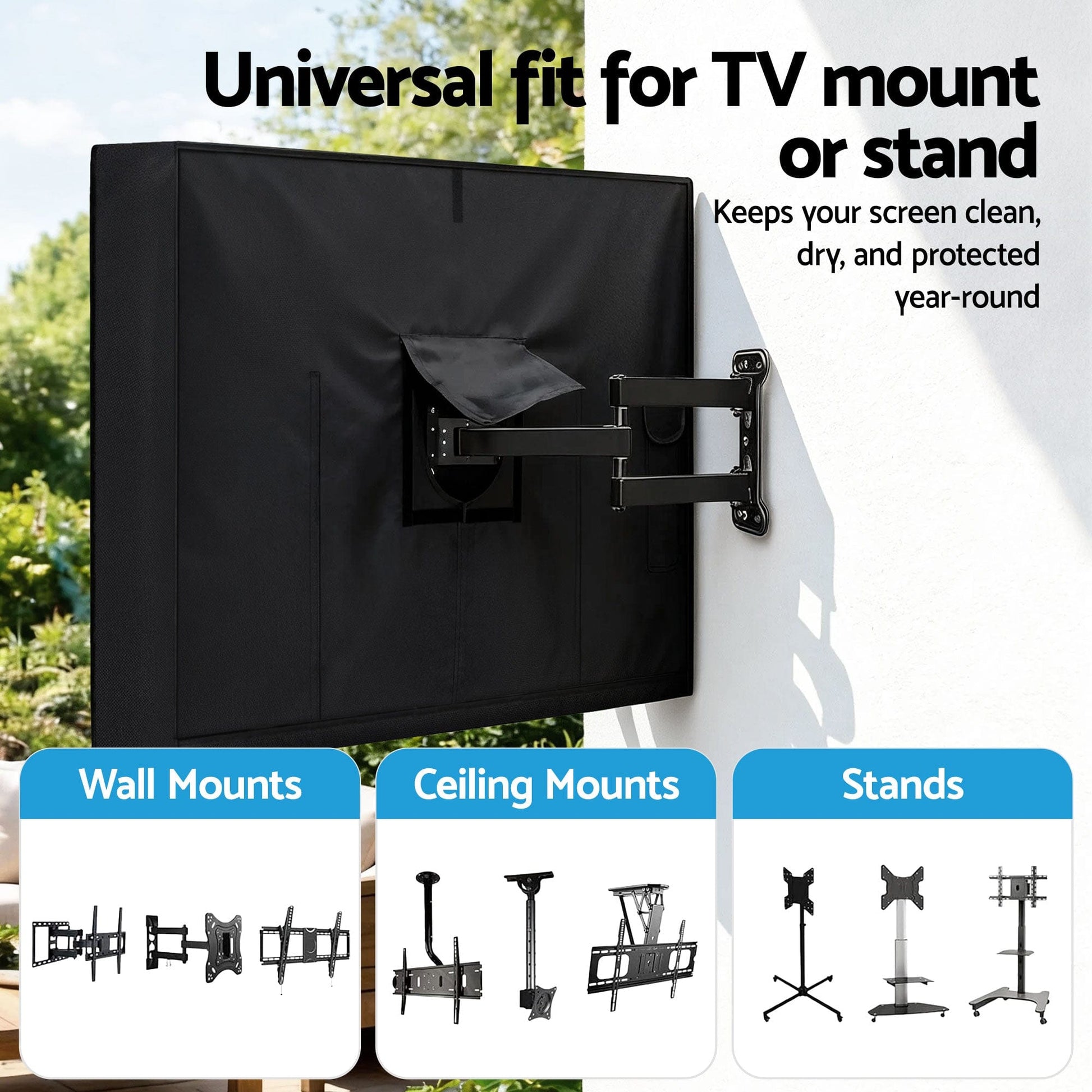 Artiss Appliances > TV > TVs & Accessories Artiss 55-58 Inch TV Cover Waterproof Outdoor Patio Flat Television Protector