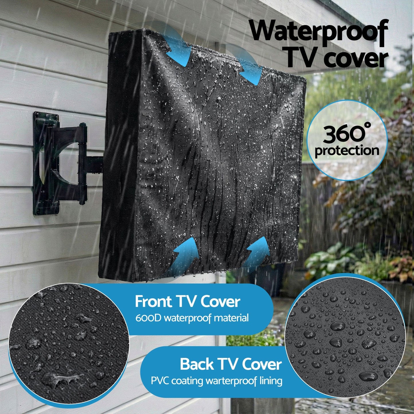 Artiss Appliances > TV > TVs & Accessories Artiss 55-58 Inch TV Cover Waterproof Outdoor Patio Flat Television Protector
