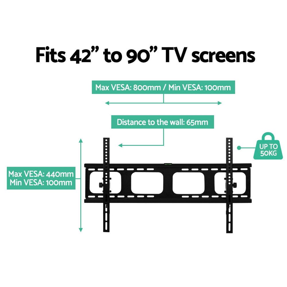 Artiss Appliances > TV > TVs & Accessories Artiss TV Wall Mount Bracket for 42"-90" LED LCD TVs Tilt Slim Flat Low Profile