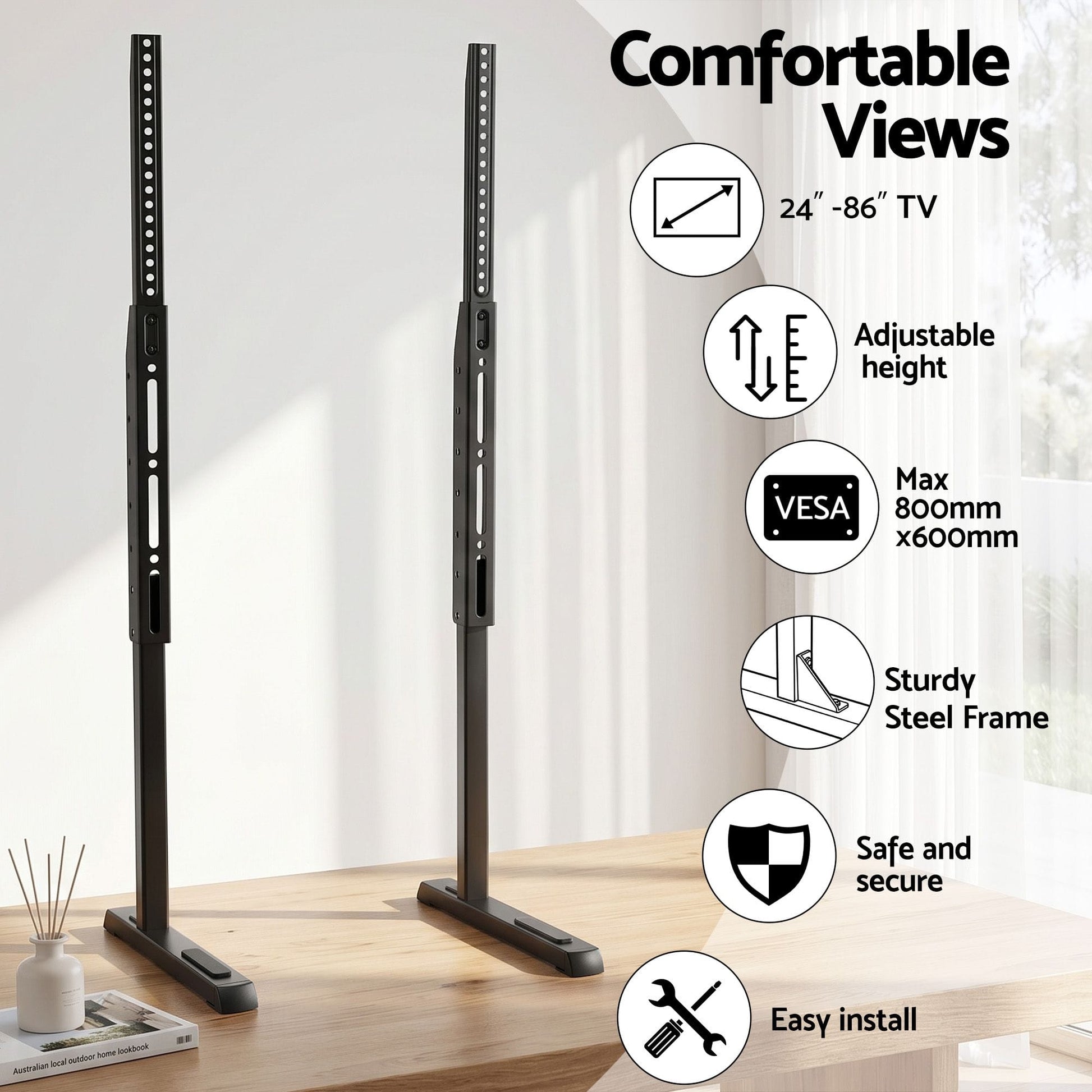 Artiss Appliances > TV > TVs & Accessories Artiss Universal TV Stand for 24-86 inch TVs LED Screen Table Top Desktop Mount
