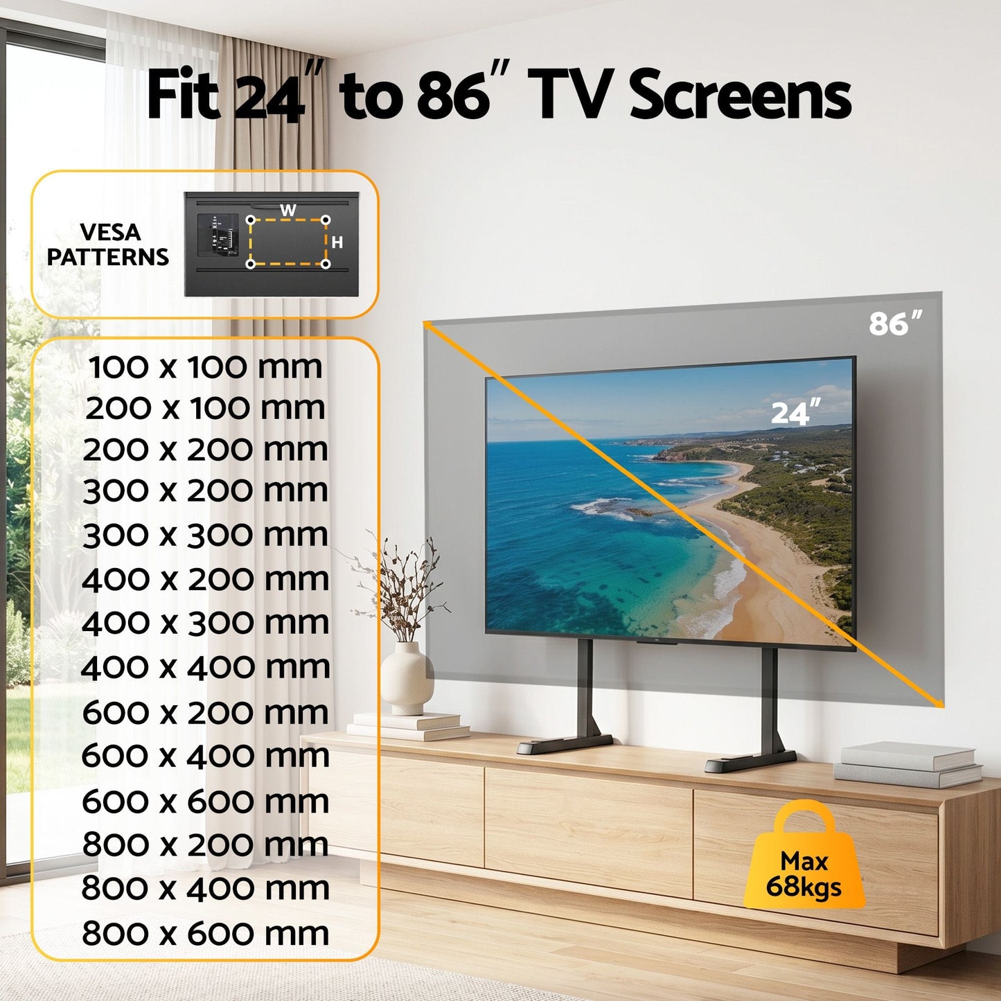 Artiss Appliances > TV > TVs & Accessories Artiss Universal TV Stand for 24-86 inch TVs LED Screen Table Top Desktop Mount