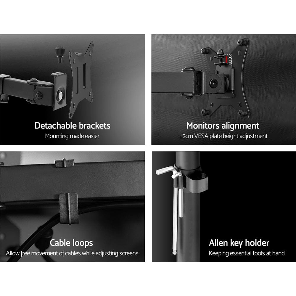 Artiss Electronics > Computer Accessories > Computer Monitors & Accessories Artiss Monitor Arm Dual Desk Mount Screen Bracket Holder