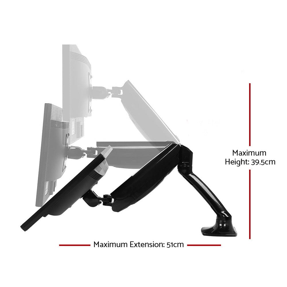 Artiss Electronics > Computer Accessories > Computer Monitors & Accessories Artiss Monitor Arm Gas Spring Dual Desk Mount Screen Holder