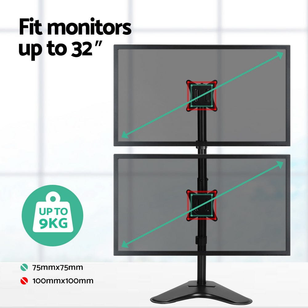 Artiss Electronics > Computer Accessories > Computer Monitors & Accessories Artiss Monitor Arm Stand Dual Mount HD LED TV Bracket Holder Freestanding
