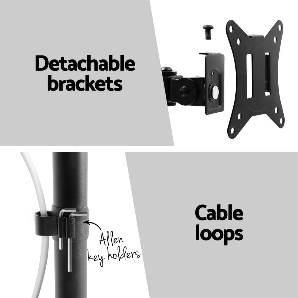 Artiss Electronics > Computer Accessories > Computer Monitors & Accessories Artiss Monitor Arm Stand Dual Mount HD LED TV Bracket Holder Freestanding