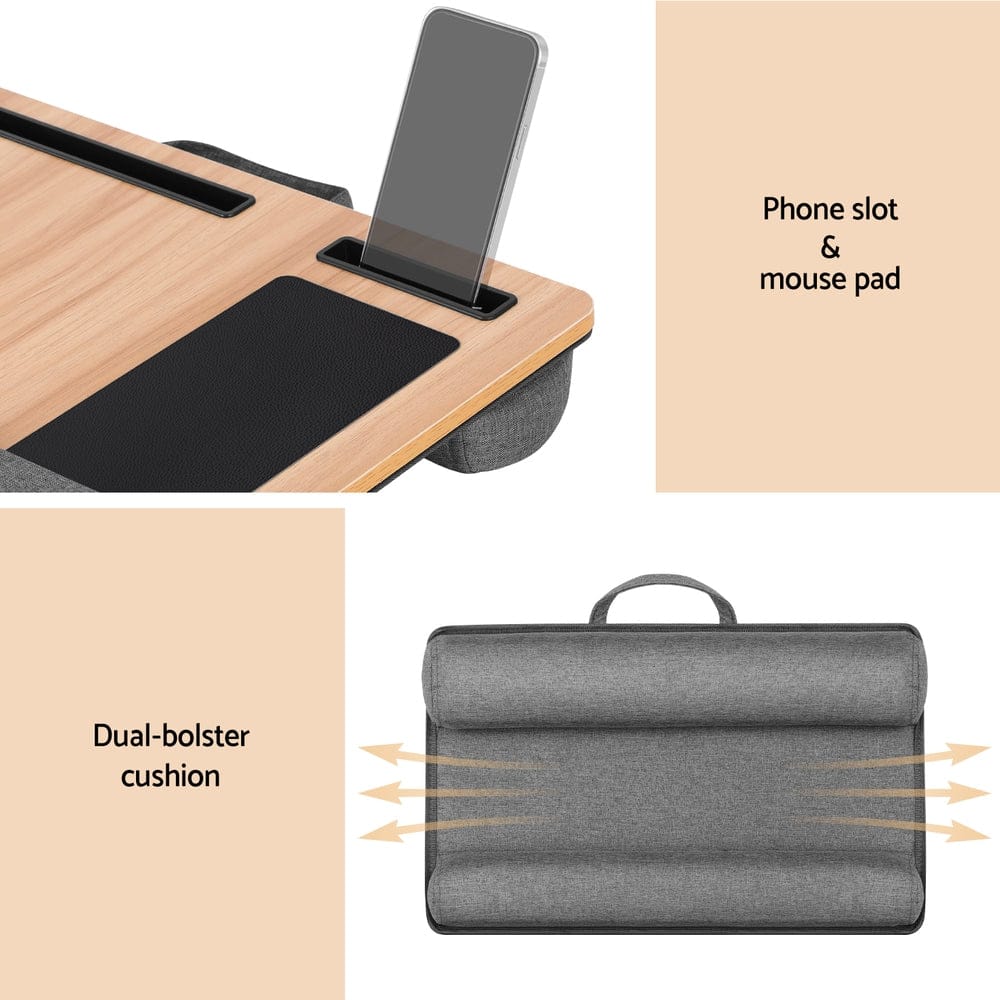 Artiss Electronics > Computer Accessories > Laptop Stands Artiss Lap Desk Laptop Desks Portable w/ Wrist-rest Phone Slot Mouse Pad 55CM