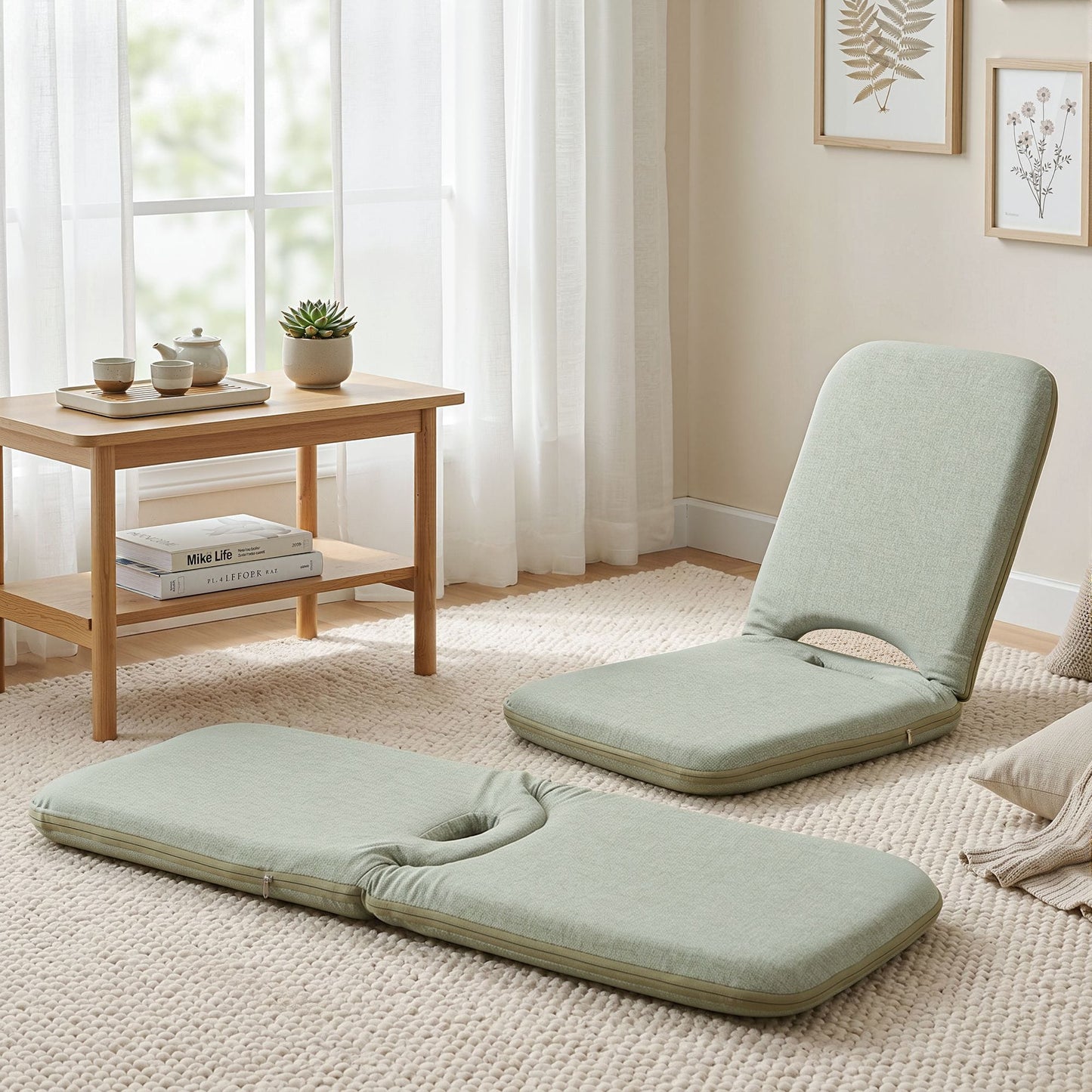 Artiss Furniture > Bar Stools & Chairs > Arm Chairs & Recliners Artiss Floor Chair 5 Position Adjustable Green Lazy Sofa for Living Room Bedroom