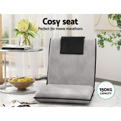Artiss Furniture > Bar Stools & Chairs > Arm Chairs & Recliners Artiss Floor Lounge Sofa Bed Couch Recliner Chair Folding Chair Cushion Grey