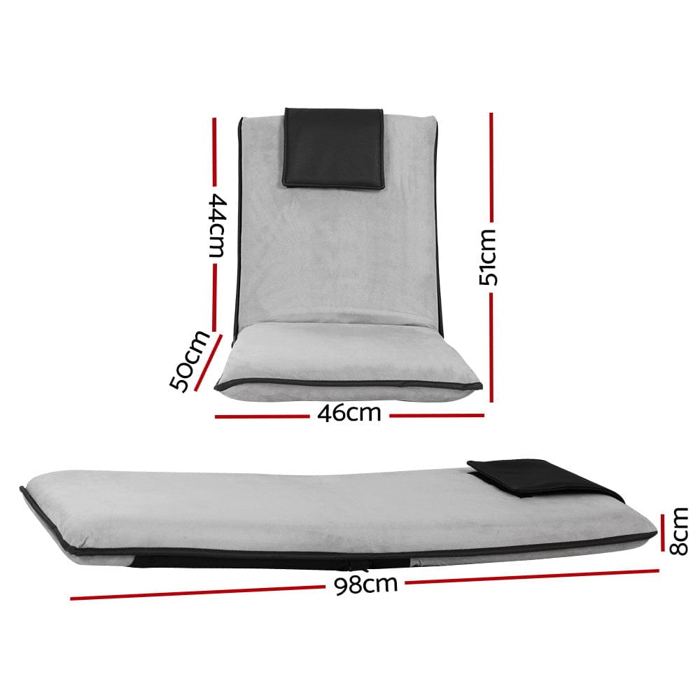 Artiss Furniture > Bar Stools & Chairs > Arm Chairs & Recliners Artiss Floor Lounge Sofa Bed Couch Recliner Chair Folding Chair Cushion Grey