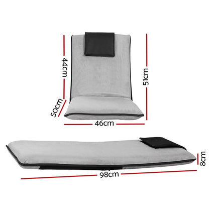 Artiss Furniture > Bar Stools & Chairs > Arm Chairs & Recliners Artiss Floor Lounge Sofa Bed Couch Recliner Chair Folding Chair Cushion Grey