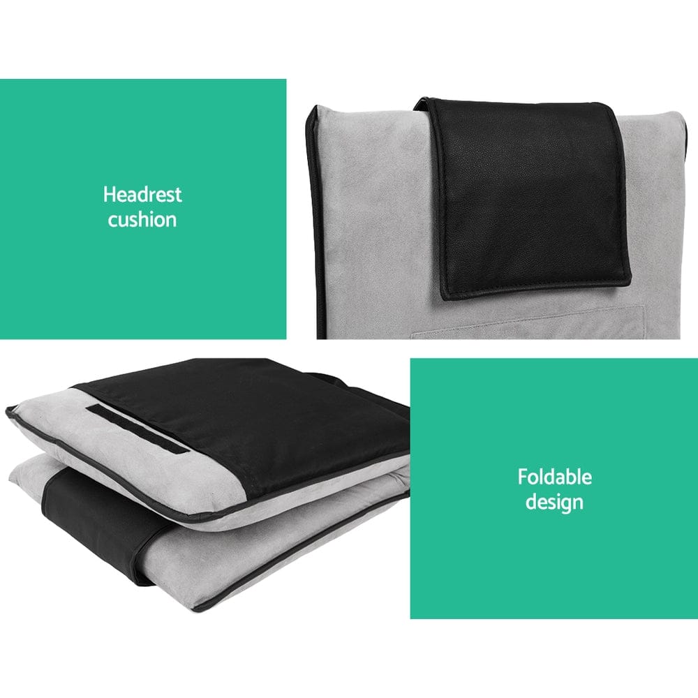 Artiss Furniture > Bar Stools & Chairs > Arm Chairs & Recliners Artiss Floor Lounge Sofa Bed Couch Recliner Chair Folding Chair Cushion Grey