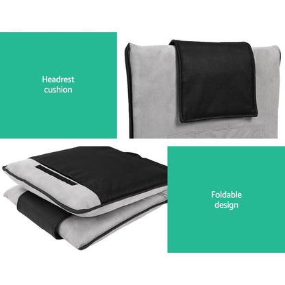 Artiss Furniture > Bar Stools & Chairs > Arm Chairs & Recliners Artiss Floor Lounge Sofa Bed Couch Recliner Chair Folding Chair Cushion Grey