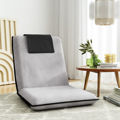 Artiss Furniture > Bar Stools & Chairs > Arm Chairs & Recliners Artiss Floor Lounge Sofa Bed Couch Recliner Chair Folding Chair Cushion Grey