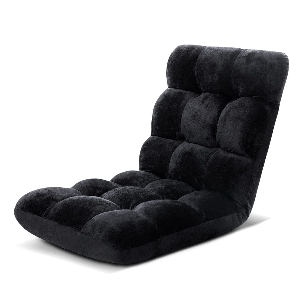 Artiss Furniture > Bar Stools & Chairs > Arm Chairs & Recliners Artiss Floor Lounge Sofa Bed Flannel Fabric Black
