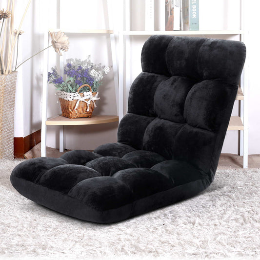 Artiss Furniture > Bar Stools & Chairs > Arm Chairs & Recliners Artiss Floor Lounge Sofa Bed Flannel Fabric Black