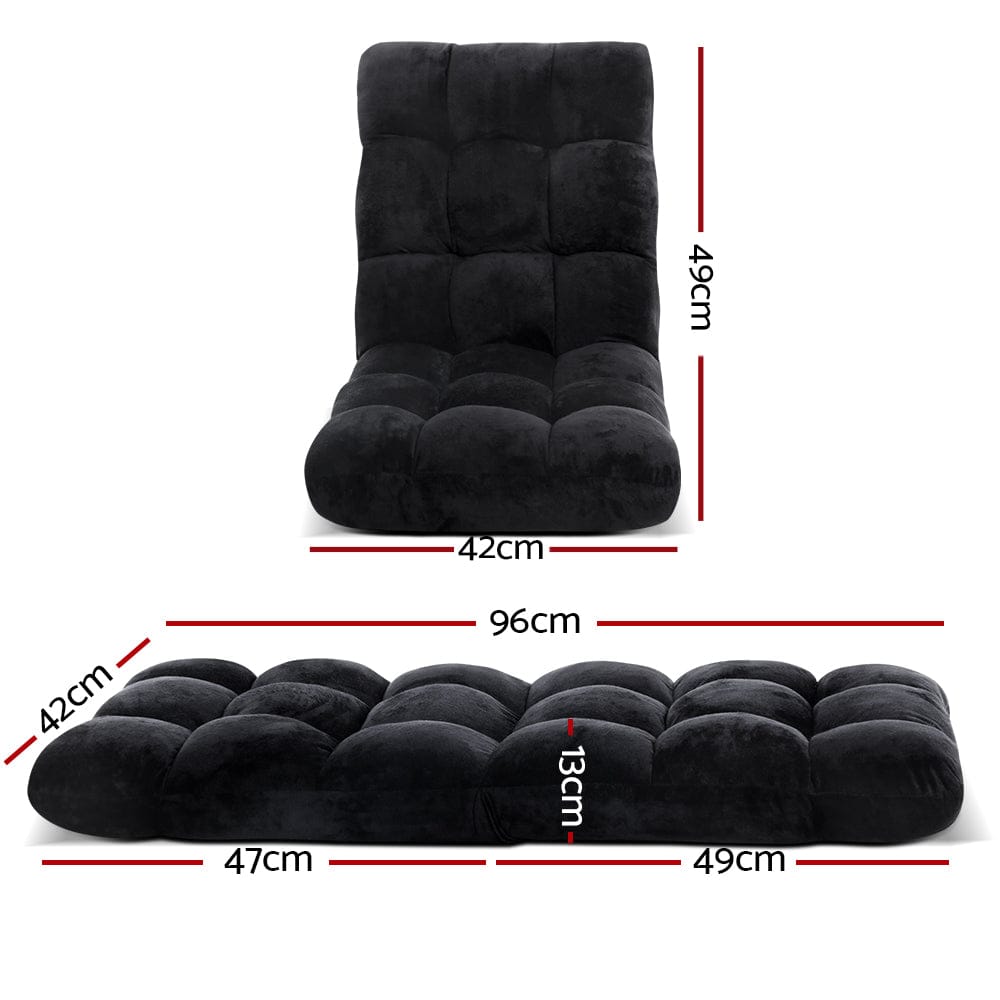 Artiss Furniture > Bar Stools & Chairs > Arm Chairs & Recliners Artiss Floor Lounge Sofa Bed Flannel Fabric Black