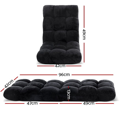 Artiss Furniture > Bar Stools & Chairs > Arm Chairs & Recliners Artiss Floor Lounge Sofa Bed Flannel Fabric Black
