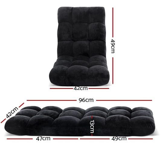 Artiss Furniture > Bar Stools & Chairs > Arm Chairs & Recliners Artiss Floor Lounge Sofa Bed Flannel Fabric Black