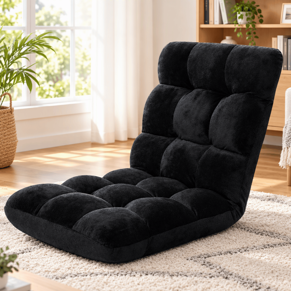 Artiss Furniture > Bar Stools & Chairs > Arm Chairs & Recliners Artiss Floor Lounge Sofa Bed Flannel Fabric Black