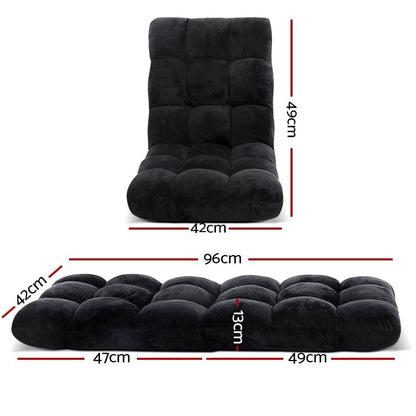 Artiss Furniture > Bar Stools & Chairs > Arm Chairs & Recliners Artiss Floor Lounge Sofa Bed Flannel Fabric Black