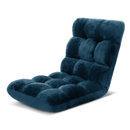 Artiss Furniture > Bar Stools & Chairs > Arm Chairs & Recliners Artiss Floor Lounge Sofa Bed Flannel Fabric Navy