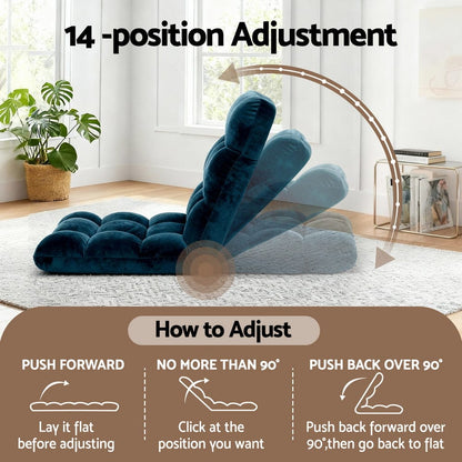 Artiss Furniture > Bar Stools & Chairs > Arm Chairs & Recliners Artiss Floor Lounge Sofa Bed Flannel Fabric Navy