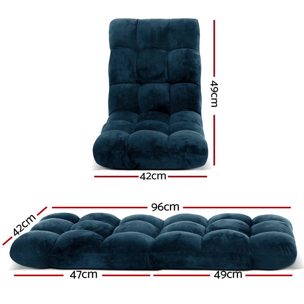 Artiss Furniture > Bar Stools & Chairs > Arm Chairs & Recliners Artiss Floor Lounge Sofa Bed Flannel Fabric Navy