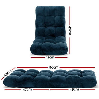 Artiss Furniture > Bar Stools & Chairs > Arm Chairs & Recliners Artiss Floor Lounge Sofa Bed Flannel Fabric Navy