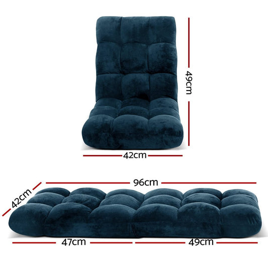Artiss Furniture > Bar Stools & Chairs > Arm Chairs & Recliners Artiss Floor Lounge Sofa Bed Flannel Fabric Navy