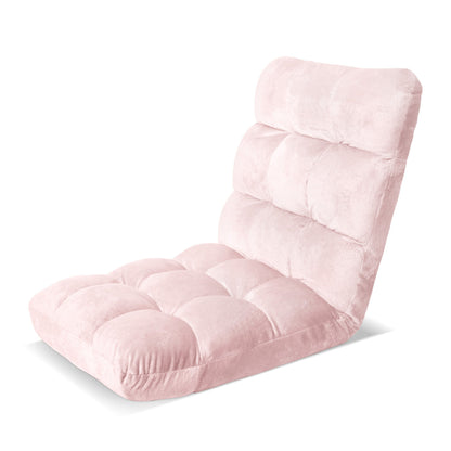 Artiss Furniture > Bar Stools & Chairs > Arm Chairs & Recliners Artiss Floor Lounge Sofa Bed Flannel Fabric Pink
