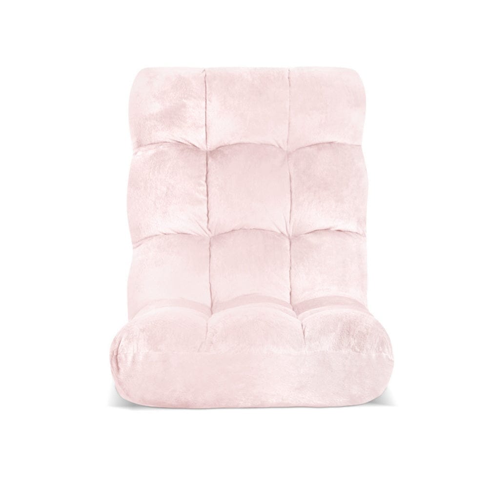Artiss Furniture > Bar Stools & Chairs > Arm Chairs & Recliners Artiss Floor Lounge Sofa Bed Flannel Fabric Pink